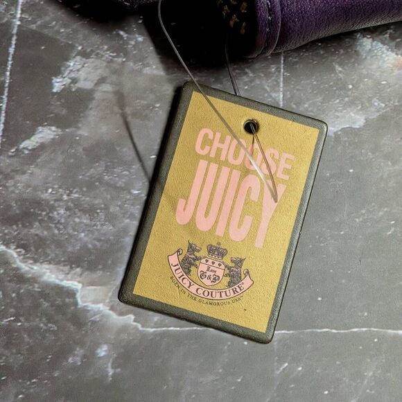 Juicy Couture Y2K "Juicy No 1" Royal Purple Terry Cloth Vintage Zip Wallet - Picture 4 of 9